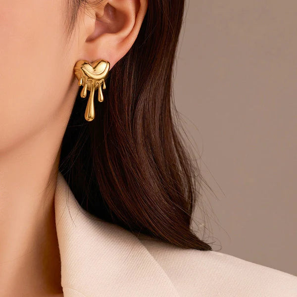 Quirra – Gold-Plated Anti-Tarnish Stainless Steel Quirky Drop Earrings