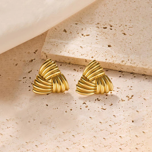 TriLuxe – Gold-Plated Anti-Tarnish Stainless Steel Triangular Stud Earrings