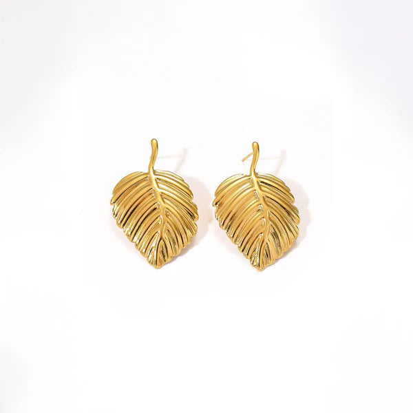 Lumia Leaf – Gold-Plated Anti-Tarnish Stainless Steel Leaf Stud Earrings