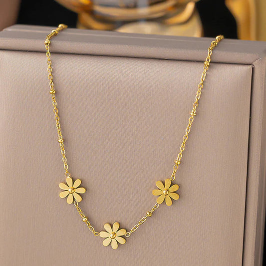 Tri Flower golden Pendant