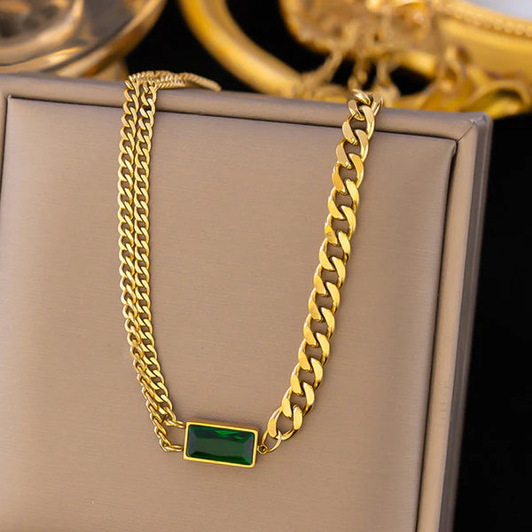 Green diamond duo chain Pendant