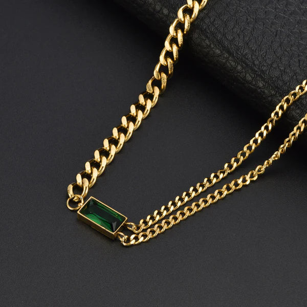Green diamond duo chain Pendant