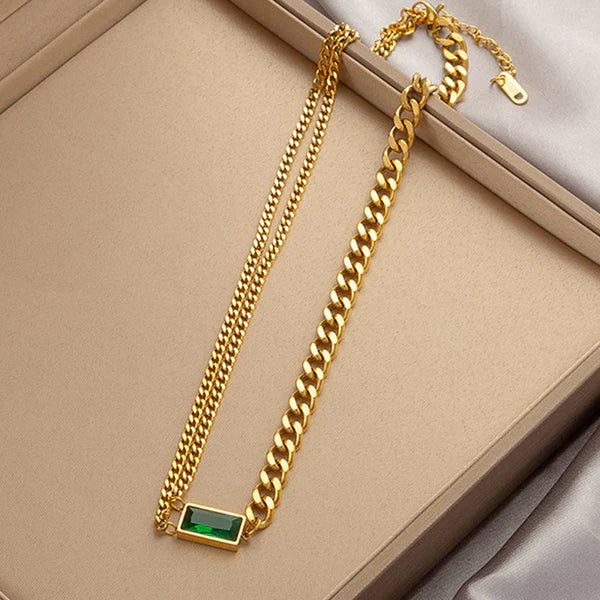 Green diamond duo chain Pendant