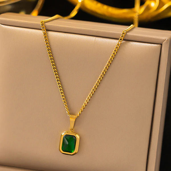 Deep green diamond gold platted Pendant