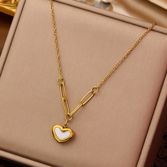 Golden heart and white marble Pendant