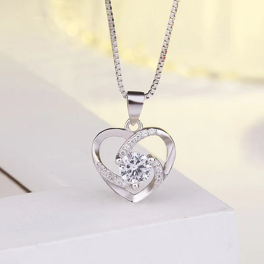 Heart Aura – Silver Plated Anti Tarnish American Diamond Studded Heart Themed Pendant