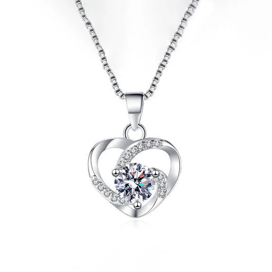 Heart Aura – Silver Plated Anti Tarnish American Diamond Studded Heart Themed Pendant