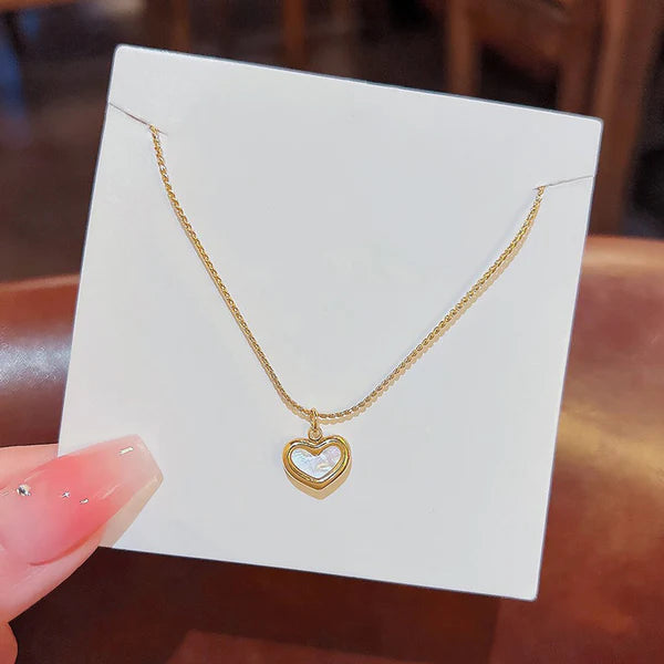 White marble golden heart charm Pendant