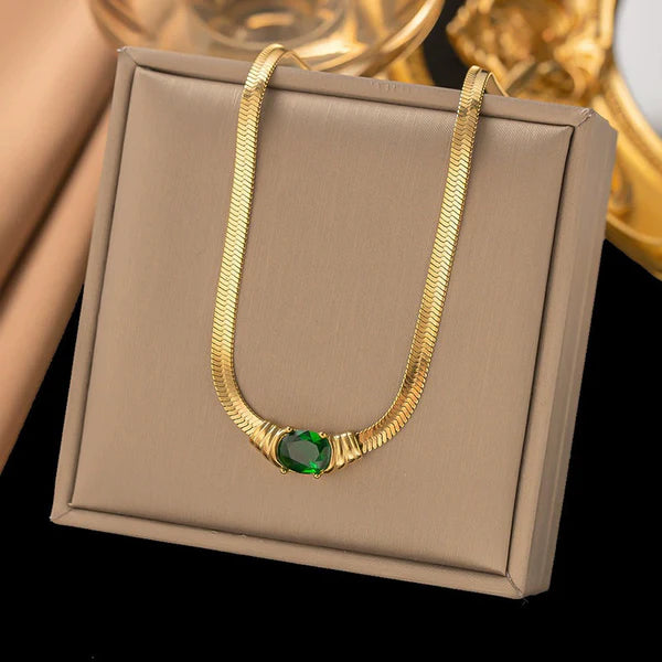 Gleam Serpent – Stone Studded Gold Plated Anti Tarnish Stainless Steel Snake Chain Pendant