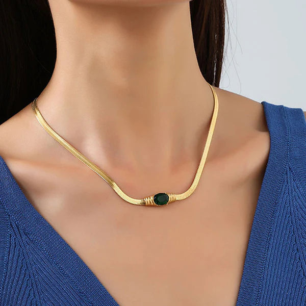 Gleam Serpent – Stone Studded Gold Plated Anti Tarnish Stainless Steel Snake Chain Pendant