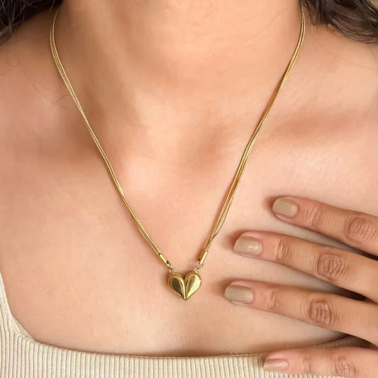 Cute heart magnetic golden pendant