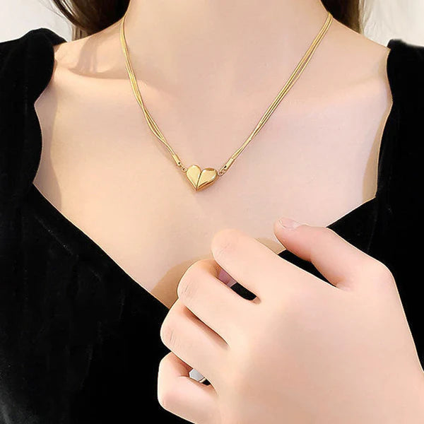 Cute heart magnetic golden pendant