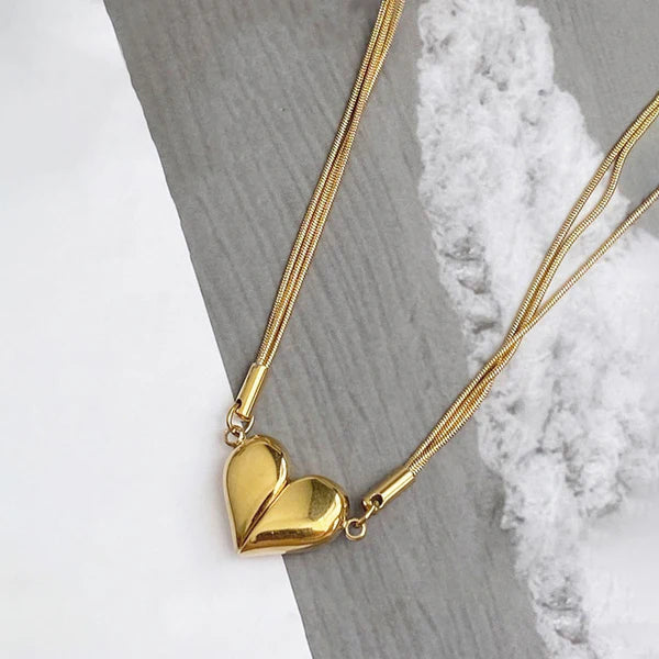Cute heart magnetic golden pendant