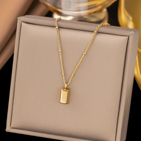 Rect Glow – Gold Plated Anti Tarnish Stainless Steel Golden Rectangular Pendant