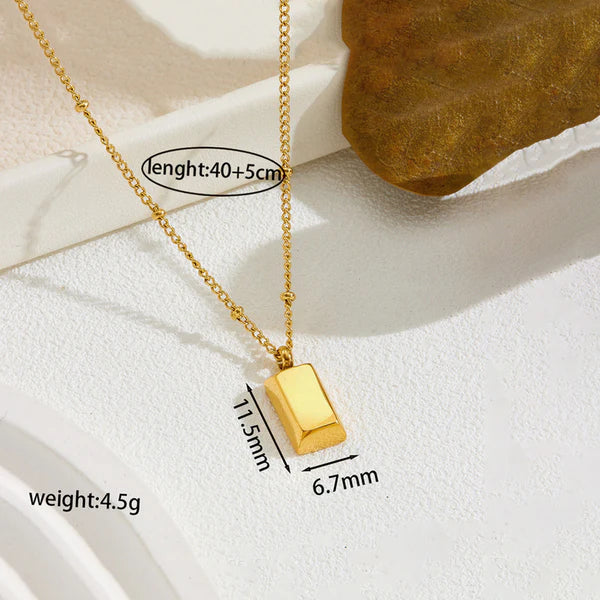 Rect Glow – Gold Plated Anti Tarnish Stainless Steel Golden Rectangular Pendant