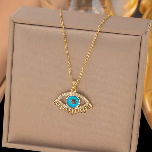 Divine Eye – Gold Plated Anti-Tarnish Stainless Steel Evil Eye Pendant