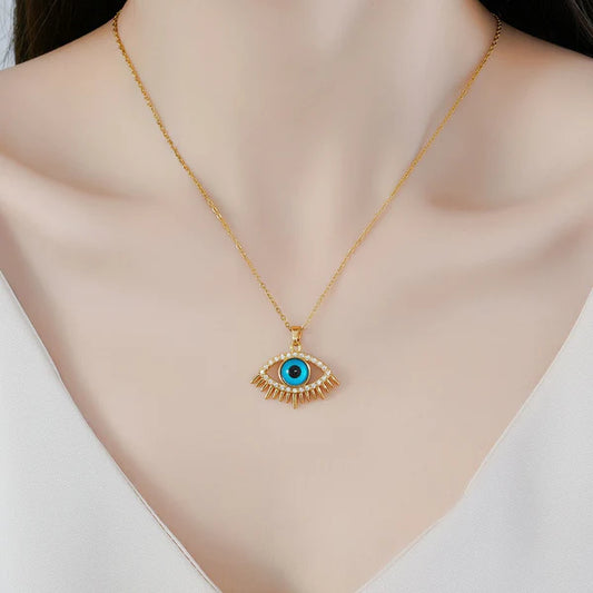Divine Eye – Gold Plated Anti-Tarnish Stainless Steel Evil Eye Pendant