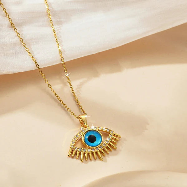 Divine Eye – Gold Plated Anti-Tarnish Stainless Steel Evil Eye Pendant