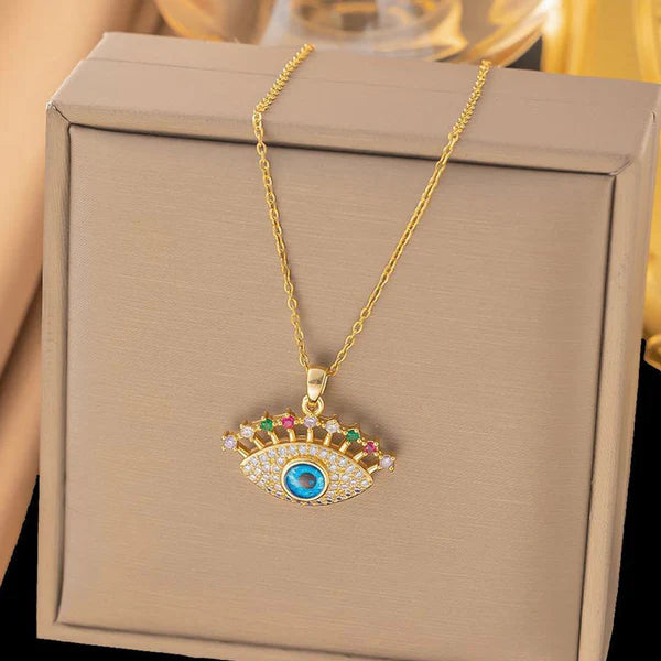 Celestial Eye – Gold Plated Anti-Tarnish Multicolor Evil Eye Stainless Steel Pendant