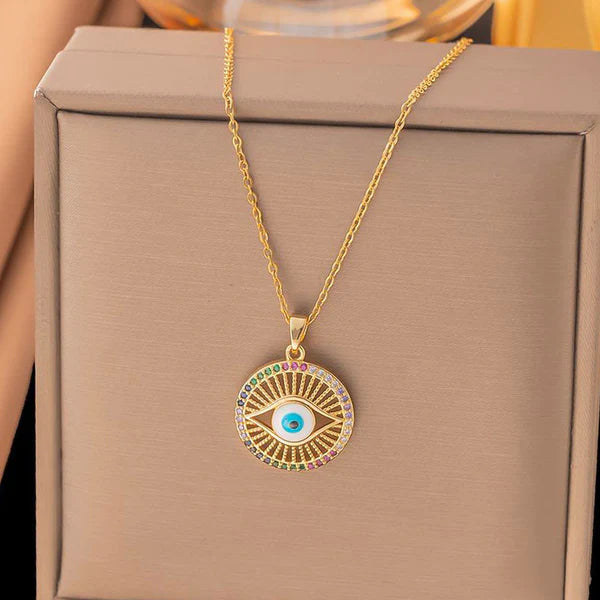 Mystic Eye – Multicolor Evil Eye Gold Plated Anti-Tarnish Stainless Steel Pendant