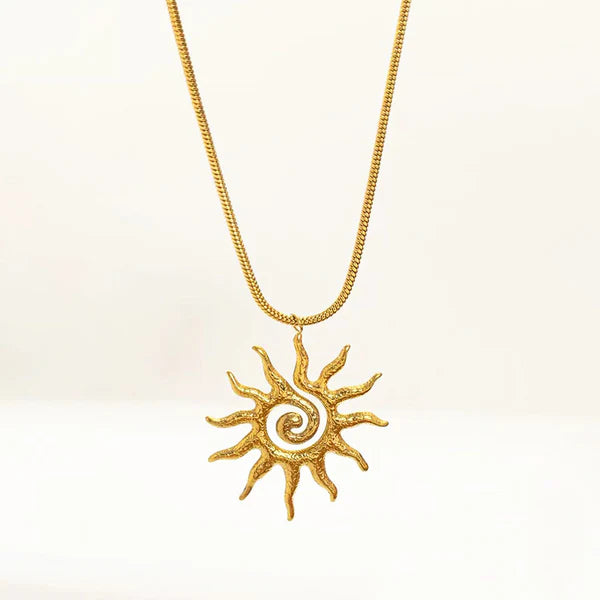 Sunny Glow – Gold Plated Anti Tarnish Stainless Steel Sun Shaped Pendant