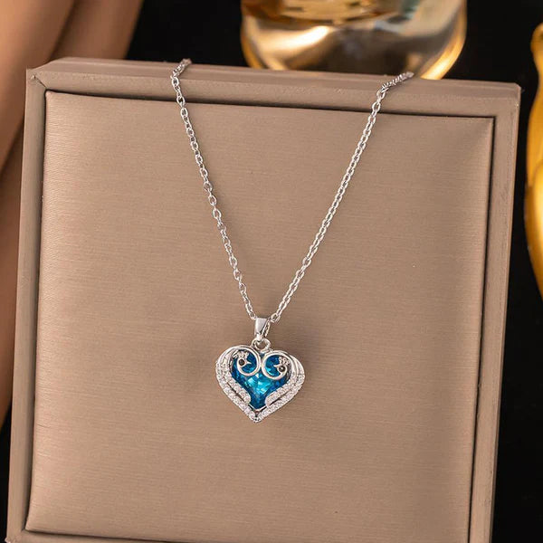 Celeste Love – Gold Plated Stainless Steel Blue Heart Anti-Tarnish Pendant