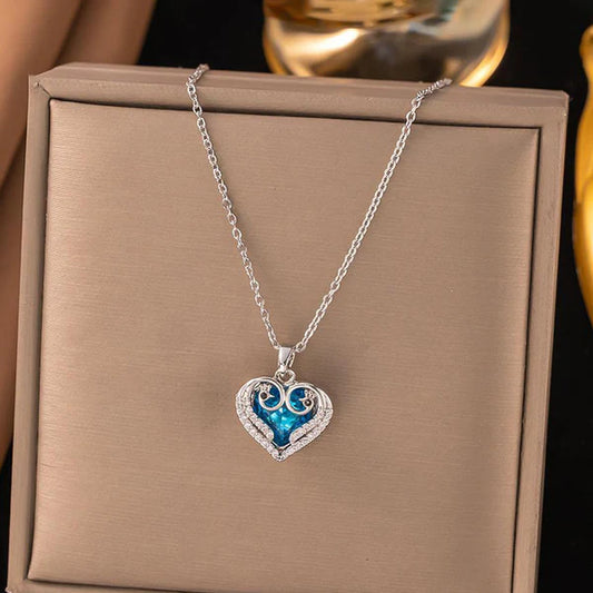 Celeste Love – Gold Plated Stainless Steel Blue Heart Anti-Tarnish Pendant