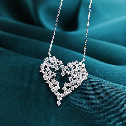 Radiant Heart – Silver Plated Anti Tarnish American Diamond Studded Heart Themed Pendant
