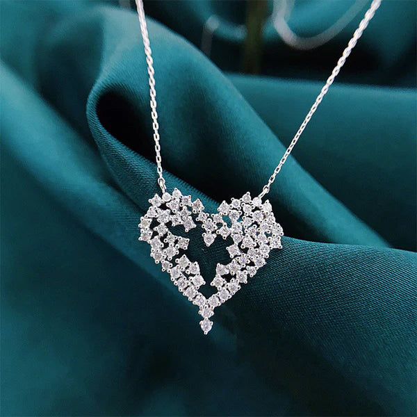 Radiant Heart – Silver Plated Anti Tarnish American Diamond Studded Heart Themed Pendant