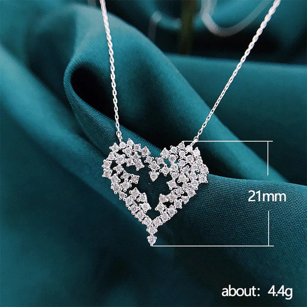 Radiant Heart – Silver Plated Anti Tarnish American Diamond Studded Heart Themed Pendant