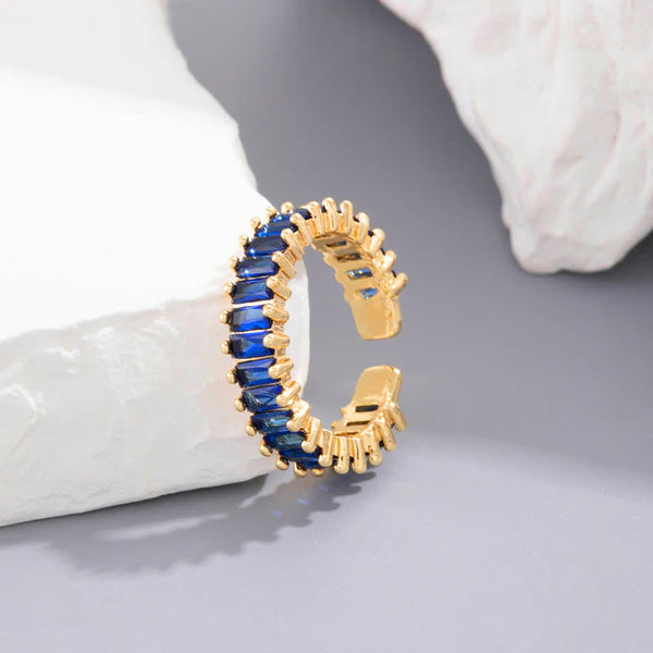 Blue Meadow – Gold-Plated Stainless Steel Anti-Tarnish Blue Adjustable Ring