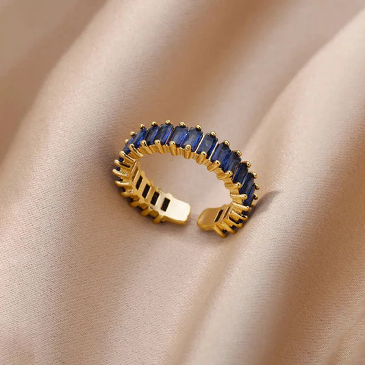 Blue Meadow – Gold-Plated Stainless Steel Anti-Tarnish Blue Adjustable Ring