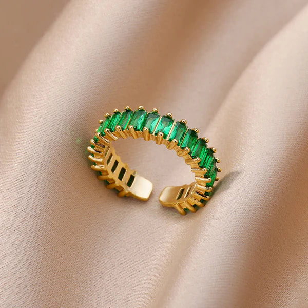 Green Meadow – Gold-Plated Stainless Steel Anti-Tarnish Green Adjustable Ring
