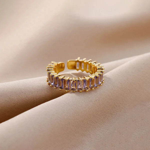 Purple Meadow – Gold-Plated Stainless Steel Anti-Tarnish Purple Adjustable Ring