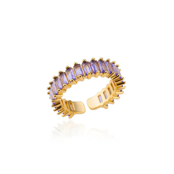 Purple Meadow – Gold-Plated Stainless Steel Anti-Tarnish Purple Adjustable Ring