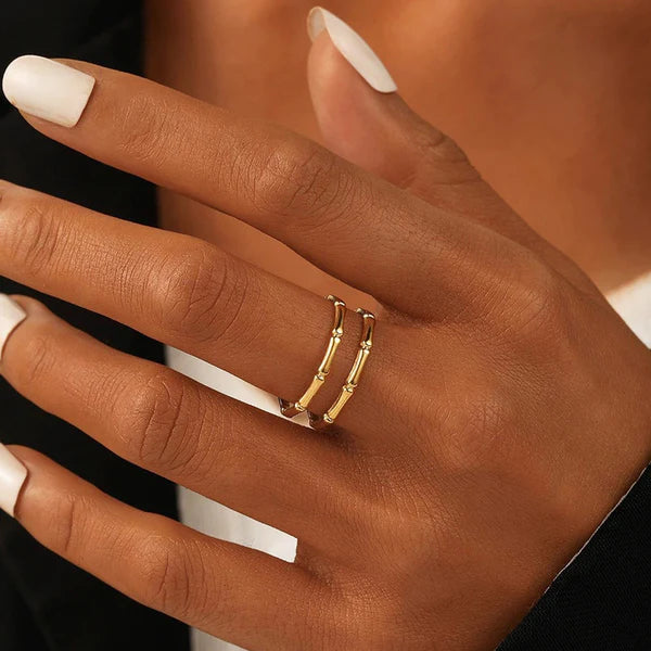 Gilded Form – Gold-Plated Anti-Tarnish Stainless Steel Contemporary Adjustable Finger Ring