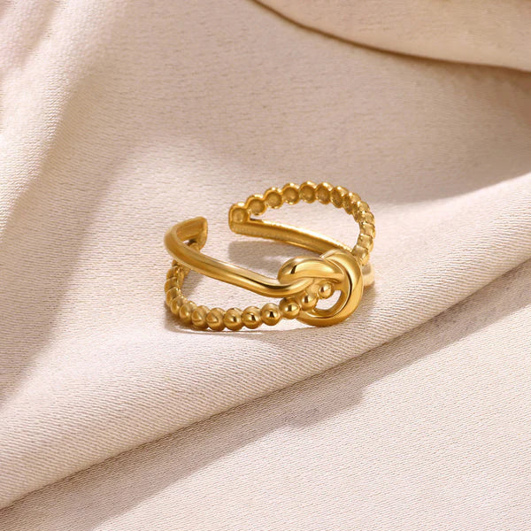 Aureon Arc – Gold-Plated Anti-Tarnish Stainless Steel Contemporary Adjustable Finger Ring