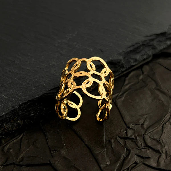 Golden Angle – Gold Plated Anti Tarnish Stainless Steel Geometric Adjustable Finger Ring