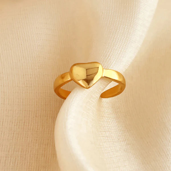 Heart Glow – Gold Plated Anti Tarnish Stainless Steel Heart Themed Adjustable Finger Ring