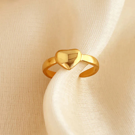 Heart Glow – Gold Plated Anti Tarnish Stainless Steel Heart Themed Adjustable Finger Ring