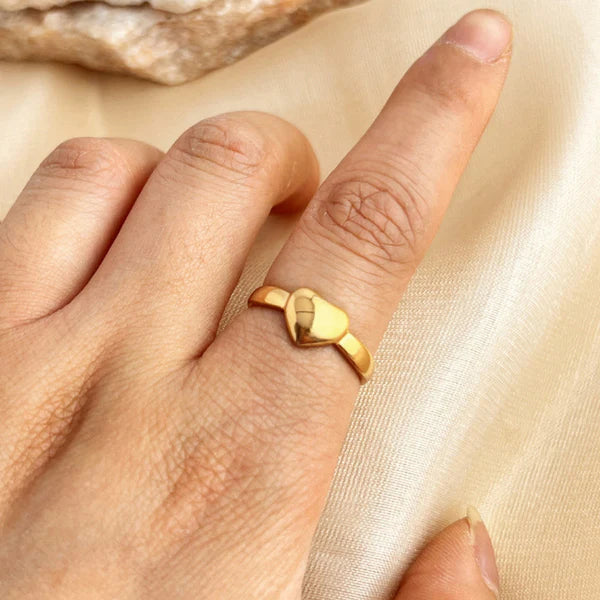 Heart Glow – Gold Plated Anti Tarnish Stainless Steel Heart Themed Adjustable Finger Ring