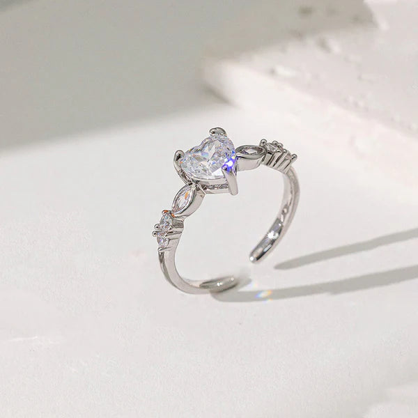 Luna Heart – Silver Plated Anti Tarnish Stainless Steel Adjustable Finger Ring