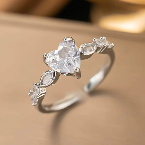 Luna Heart – Silver Plated Anti Tarnish Stainless Steel Adjustable Finger Ring