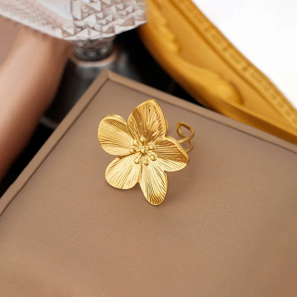 Auric Petal – Gold Plated Anti-Tarnish Floral Inspired Stainless Steel Ring