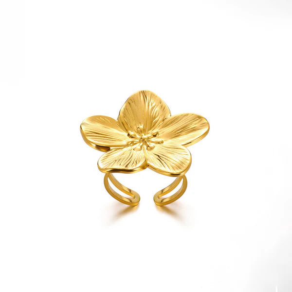 Auric Petal – Gold Plated Anti-Tarnish Floral Inspired Stainless Steel Ring
