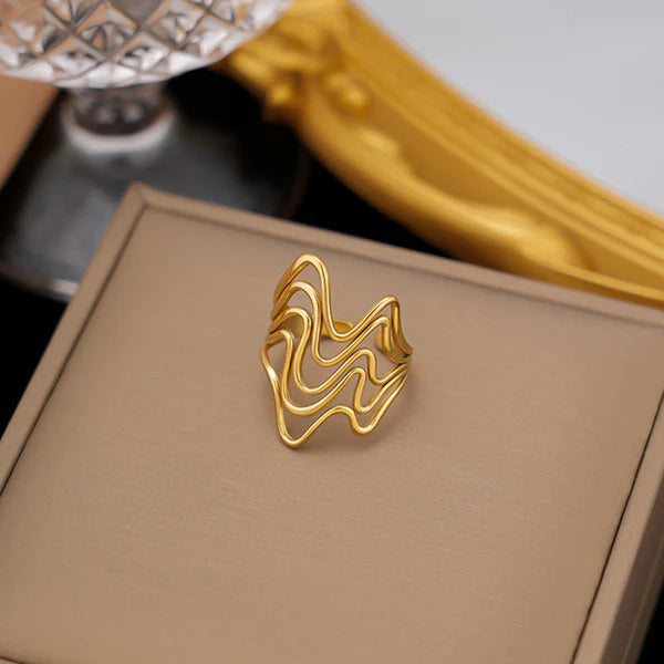 Lustre Loop – Contemporary Irregular Gold Plated Anti-Tarnish Ring