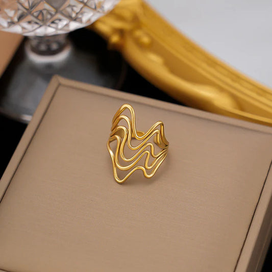 Lustre Loop – Contemporary Irregular Gold Plated Anti-Tarnish Ring