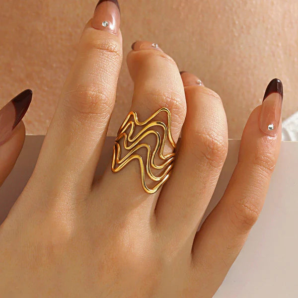 Lustre Loop – Contemporary Irregular Gold Plated Anti-Tarnish Ring