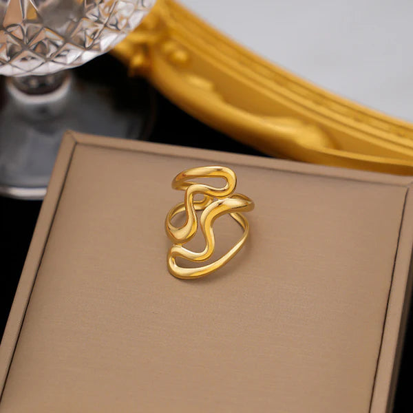 Auric Flow – Gold Plated Stainless Steel Anti-Tarnish Irregular Ring