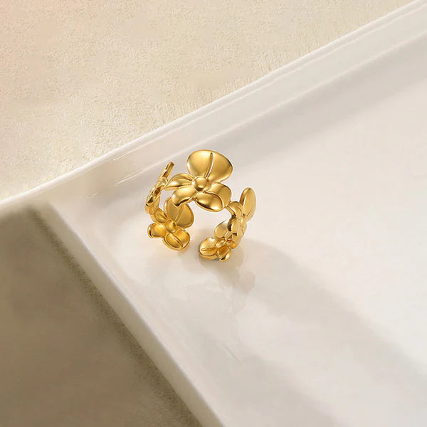 Eternal flowery – Gold-Plated Anti-Tarnish Floral Adjustable Ring